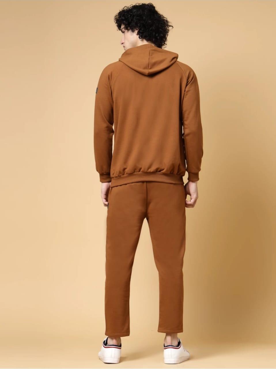 2 PCs men's fleece printed tracksuit