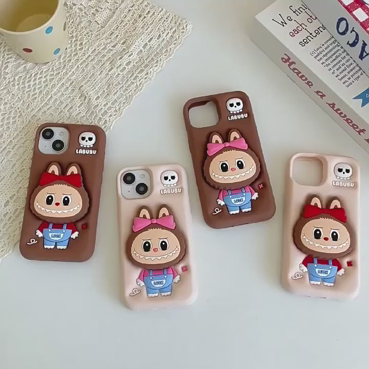 Load video: Labubu - 3D Cartoon Silicone iPhone Case (Iphone 12 Pro Max)